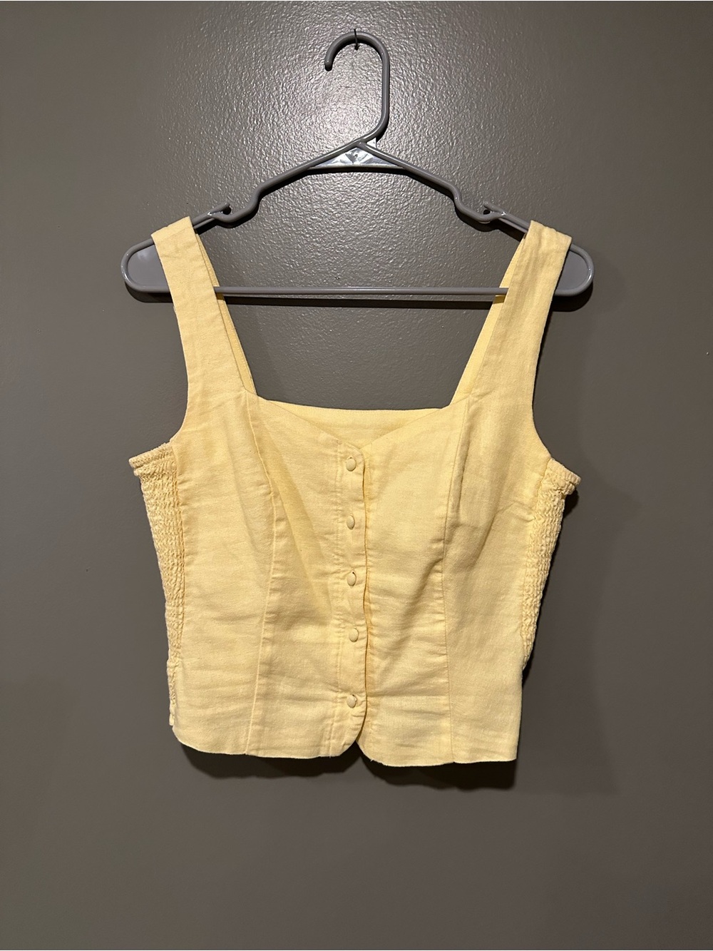 Old Navy Pale Yellow Button-Front Crop Tank